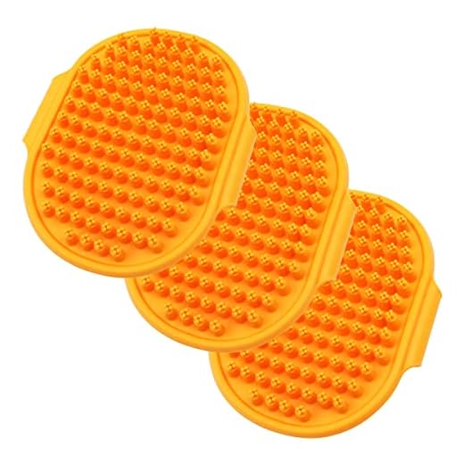 Tiardey Lot de 3 brosses de shampoing pour Animaux domestiques,Massage apaisant,Poils en Caoutchouc,Peigne à Curry,Gants de Bain pour Chiens et Chats,Lavage Facile – Orange