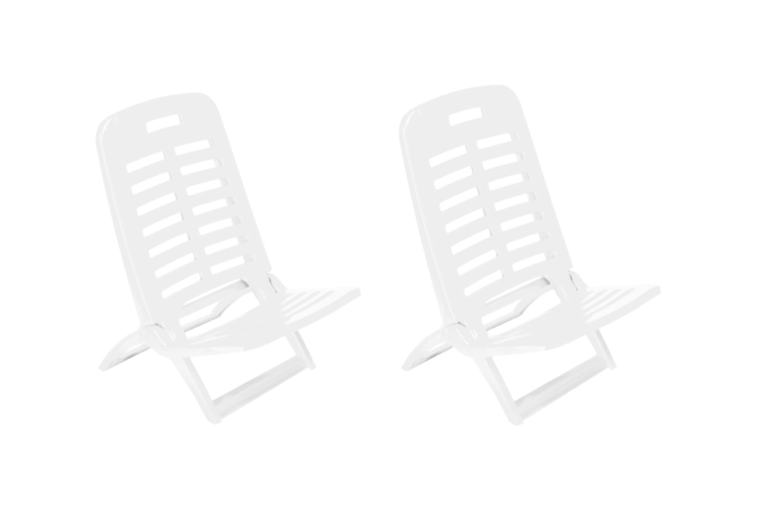 FERRETERIA LEPANTO Silla Plegable, Silla de Resina Plegable para terraza, jardín y Balcones, Asientos Plegables de Resina imitación Madera 77x41cm. (2 sillas Blancas Bajas)