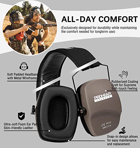Image of PROHEAR 016 NRR 26dB Shooting Ear Protection, Slim Passive Earmuffs