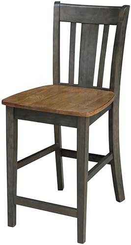Miniatura 15 de International Concepts San Remo Taburete alto de bar, gris pardo lavado gris topo lavado,Hickory/piedra envejecida,Espresso,Hickory/carbón
