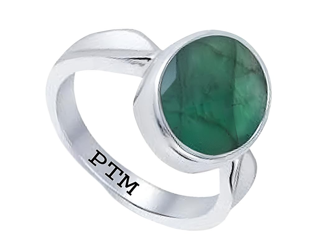 925 Sterling Silver Emerald/Panna 3.25 Ratti to 10.25 Ratti or 3 Carat to 9.35 Carat Astrological Gemstone Bis Hallmark Ring for Men & Women-Size 1-36