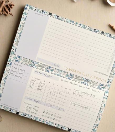 Payday Pad Budget Tracker Budget Book – 55 Paycheck Planners – Chic Portable Budgeting Tool for Women – 7x3.5' Purse-Sized Pad with Gold Foil – Simple & Stylish Finance Organizer
