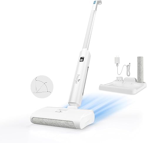 Huije Aspiradora en seco y húmedo, fregona ligera inalámbrica con pantalla digital inteligente, hasta 60 minutos, potente limpiador de piso