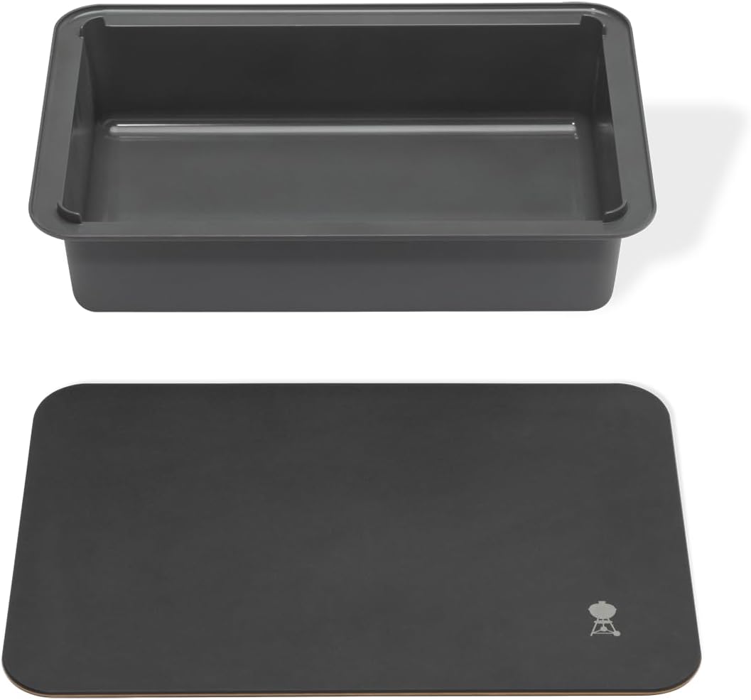 Weber Works Cutting Board & Basin – Food‑Safe Grill Prep Station for Marinating, Storing & Transporting Food with Dual‑Sided Cutting Board Lid for Weber Grills
