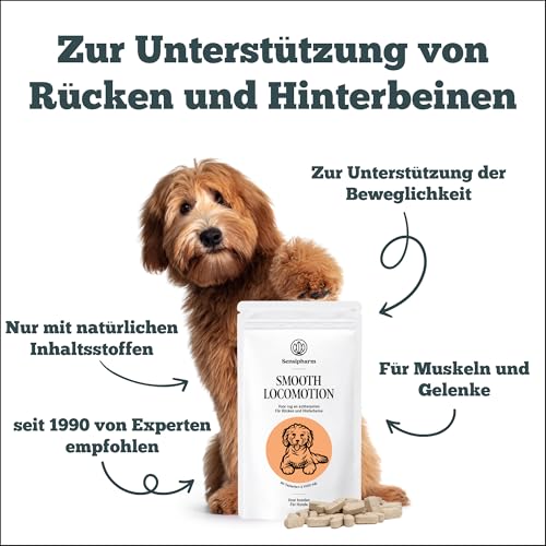 Smooth Locomotion - Gelenktabletten für Hunde bei Rücken- & Hinterhandproblemen, Arthrose & Aufstehschwierigkeiten – natürliche Unterstützung für Muskeln & Gelenke – 90 Tabletten - Sensipharm