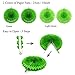 ZERODECO Party Decoration, 21 Pcs Green Hanging Paper Fans, Pom Poms Flowers, Garlands String Polka Dot and Triangle Bunting Flags for Golf Party Dinosaur Birthday Parties Arbor Day