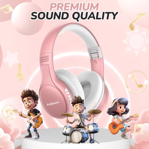 Image of JoySpark Kids Bluetooth Headphones, 60 Hours Playtime, Bluetooth 5.4 Kids Headphones Wireless, Type-C Fast Charging, 85 /94dB Volume Limited, Foldable Toddler Wireless Headsets with Mic-Rose Gold