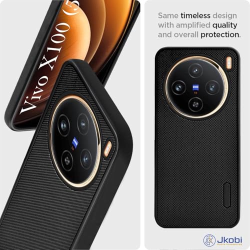 Image of Jkobi Back Cover Case for Vivo X100 5G (Textured Grip Design | Camera Protetion | Slim and Light Weight | Soft Touch and Feel | Black)