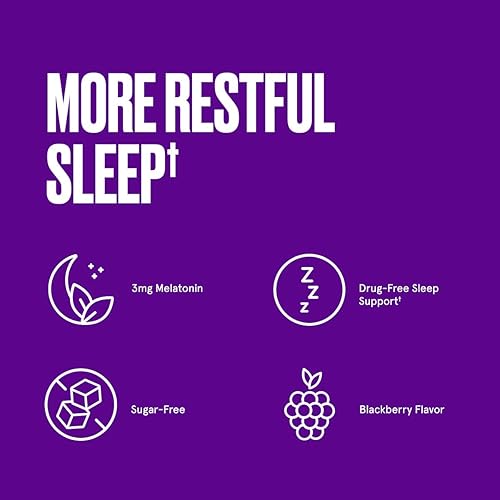 Miniatura 4 de Bulletproof Gomitas para dormir con sabor a mora sin azúcar, 60 unidades, suplemento keto para apoyar el sueño