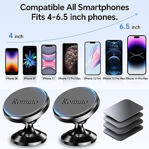 Romuto [ 2-Pack ] Magnetic Phone Holder For Car Dashboard [ Strong Magnet ] [ 4 Metal Plate ] Iphone Magnetic Phone Mount For Car thumb #5