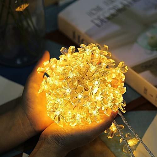 Image of KharidoLive 40 LED Blossom Flower String Lights for Home Decoration (6 Meter Long, Warm White- Steady Lights, 2 Pin Plug)
