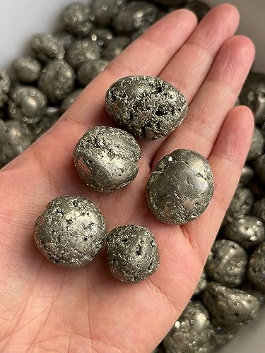 Image of GAF TREASURES 1 /2 LB Pyrite Tumbled Stones, Polished Natural Pyrite Gemstone, Pyrite Healing Crystals (Pyrite)