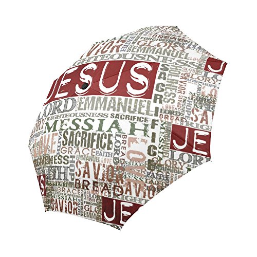 Interestprint Vintage Jesus Religious Bible Verse Windproof Automatic Folding Travel Umbrella, Lightweight Compact Auto Open And Close Umbrella With Uv Protection #TOP7
