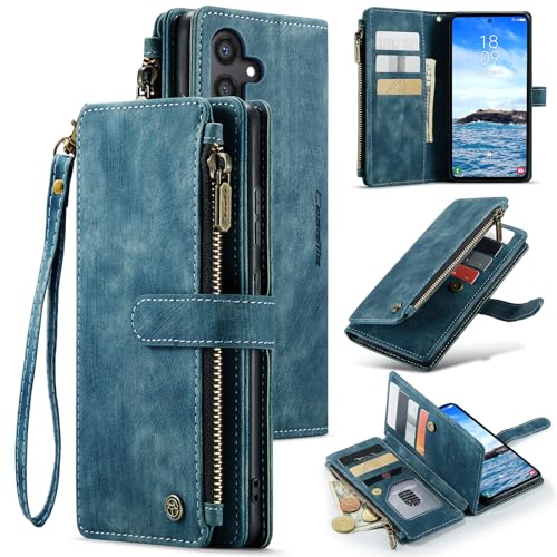 Étui portefeuille Samsung Galaxy S24 Plus 5G cuir bleu à rabat