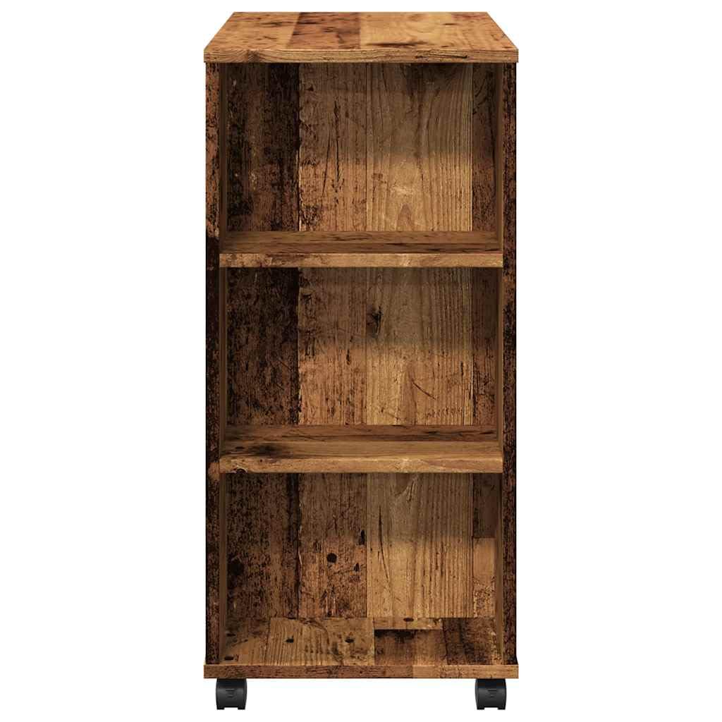 Mobiletto con Ruote Legno Antico 60x35x75 cm Truciolato