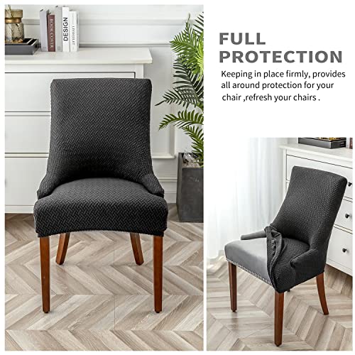 Xuanzyang Stretch Diagonal Stripes Wingback Chair Covers Slipcover - Reusable Arm Chair Protector Cover,Kitchen Dining Chair Covers Protectors For Dining Room Chairs (Black,Set Of 2) #TOP6