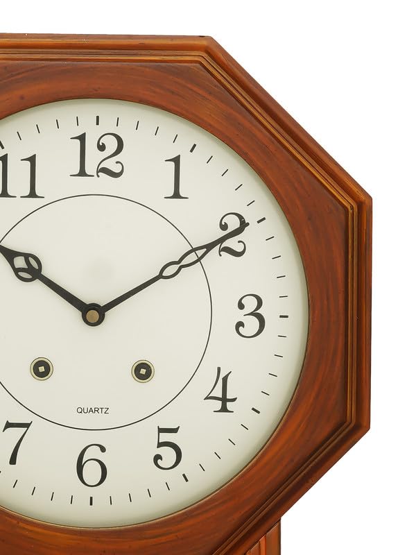 Image of CHRONIKLE Decorative Vertical Pendulum Wooden Case Analog English Numbers Musical Wall Clock for Living Room Home Decor Office Gifts (Size: 31 x 7 x 56.6 CM | Weight: 1825 Gram | Color: Brown)