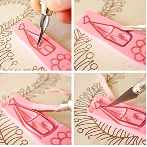 Image of ZOENHOU 20-Count 4 x 6 Inch Pink Soft Rubber Carving Blocks, Crafts Stamping Blanks, Linoleum Blocks for Printmaking