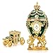 Decorative Green Royal Easter Egg Replica and Yellow Coronation Egg Replica with Vintage Trinket Box Carriage