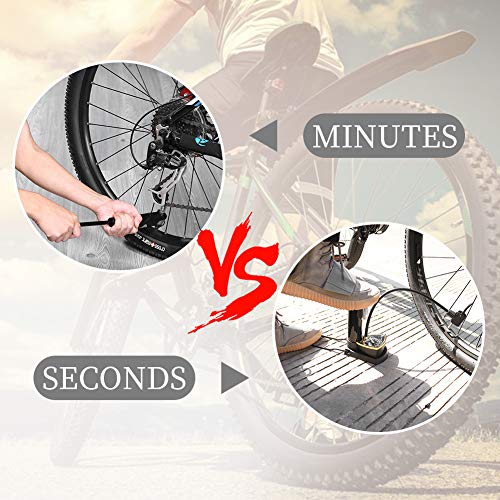 Toolitin Bicycle Pump with Gauge Portable Bike Pump Bike Floor Pump Compatible with Presta & Schrader Valve Hand and Foot Activated for Road Bike Mountain Bike Balls Balloons