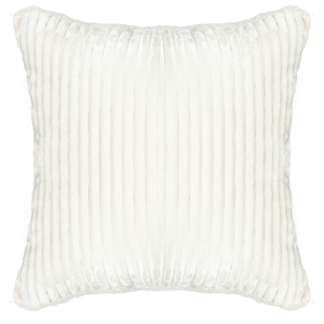 Adore Home Ribbed Fleece Luxury Cushion Covers with Soft Sherpa Reverse 45x45cm – Reversible - Stylish and Cosy - Cream