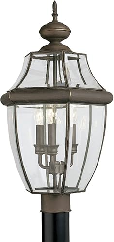 Sea Gull Lighting 8239-71 Lancaster - Farol exterior para exteriores, tres luces, bronce envejecido