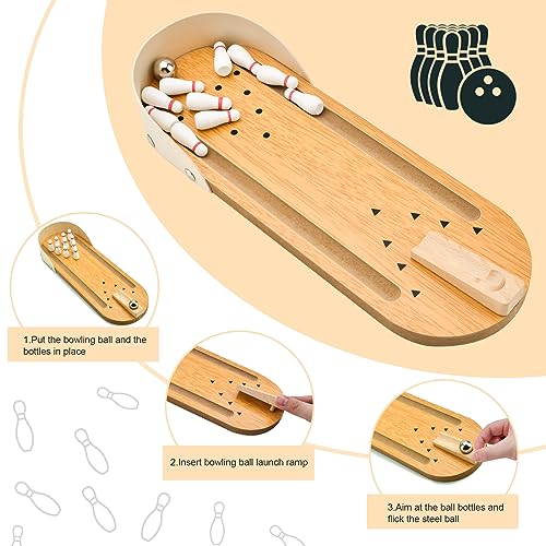 White Elephant Gifts Tabletop Mini Bowling Game Set for Adults Teens Kids | Stocking Stuffers for Teen Boys Girls Home Bowling Alleys Office Desk Game Small Finger Toys Gag Gifts Stress Relief Gadgets - image 3