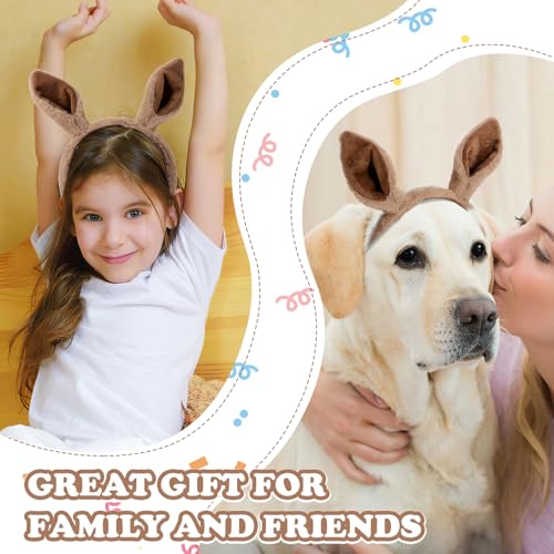 Sibba Ears Headband Kangaroo Cute Furry Ears Plush Ear Hairband Animal Ear Headband Hair Styling Decoration Plush Hairbands for Costume Cosplay Party Fancy Dress Up Accessories - Image 4