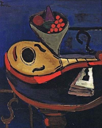 Tableau Mandoline et bol de fruits, impression d'art sur toile 60x90cm