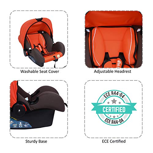 Image of 1st Step 4 in 1 Multi Purpose Baby Carry Cot,Car Seat, Rocker,Feeding Chair for Infant Babies of 0 to 15 Months & Weight Capacity Upto 13 Kgs (Orange)