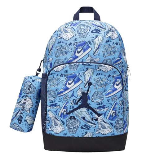 Jordan Unisex Backpack with Pencil Pouch, Light Blue Graphic Print