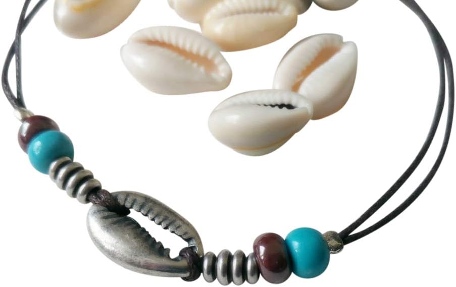 Anklet for Women With Cowrie Seashell, Turquoise and Silver Leather Ankle Bracelet