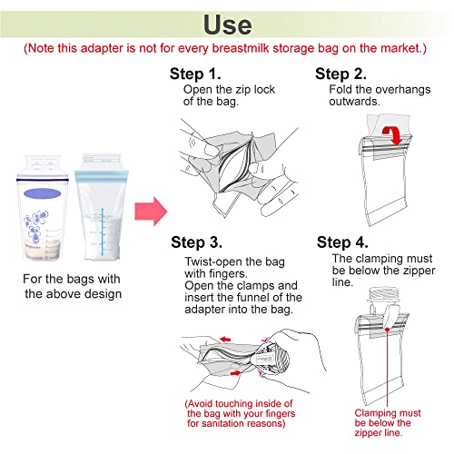 Image of Maymom Breastmilk Storage Bag Adapters Compatible w /Lansinoh Pump; Clear BPA Free Material; Boiling Water Safe; Do Not Use Microwave or Steamer Bag to Clean
