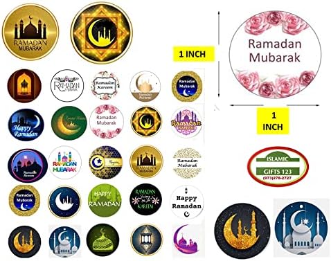 Ramadan Stickers [ 200 ] Ramadan Decoration (1 INCH) Happy Ramadan Mubarak Ramadan Stickers Sheets Eid Favors Eid Decoration Ramadan Sticker Favors Wholesale Islamic Gifts 123 (200)