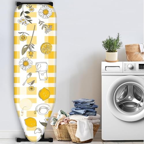 Image of Nuxovilar Yellow Gingham Lemons Ironing Board Cover 15x54 Polyester
