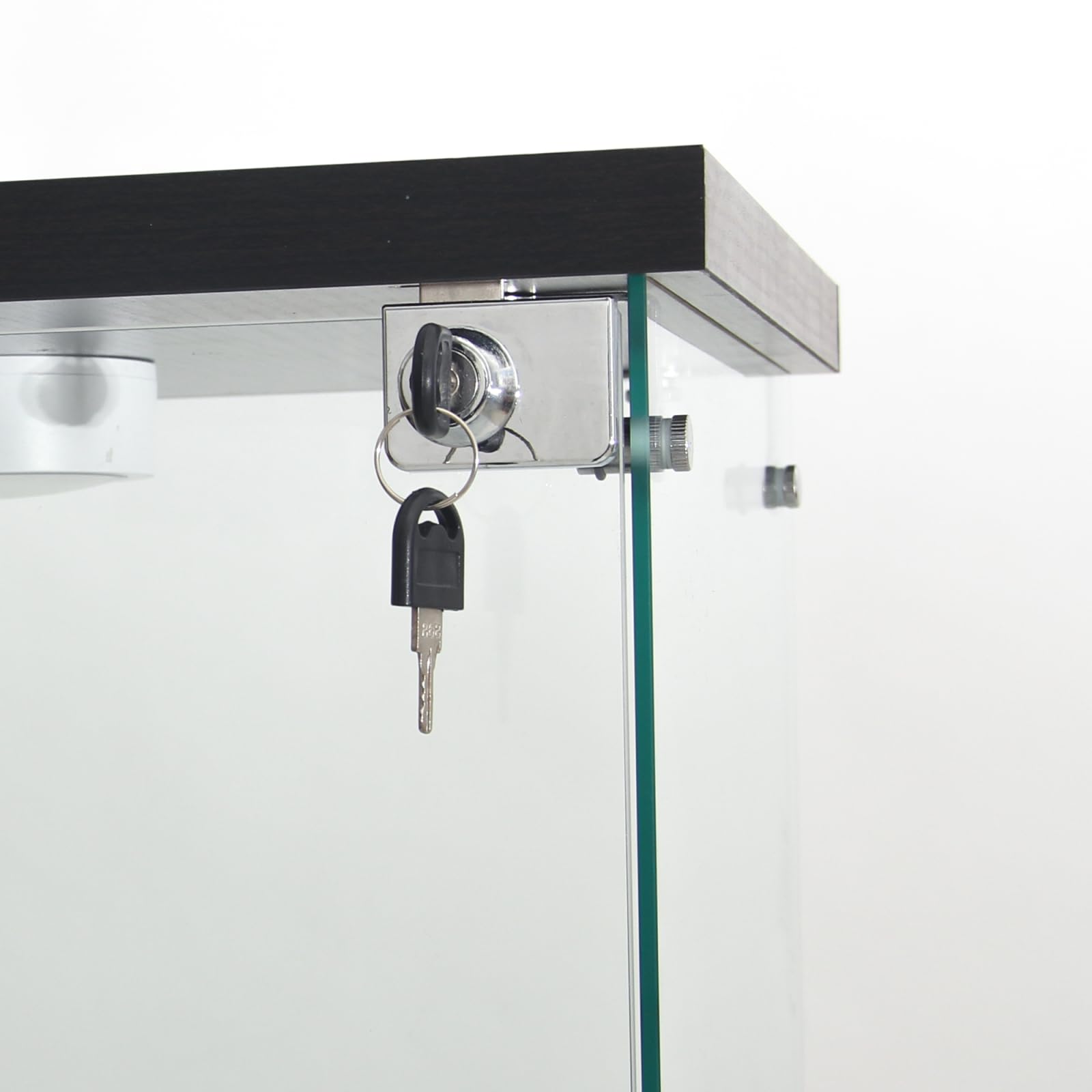 Vetrinetta in vetro con illuminazione e 4 ripiani, vetrina in vetro temperato con cornice nera, vetrina verticale in qualità da collezione, vetrina per soggiorno (Nero, anta singola)
