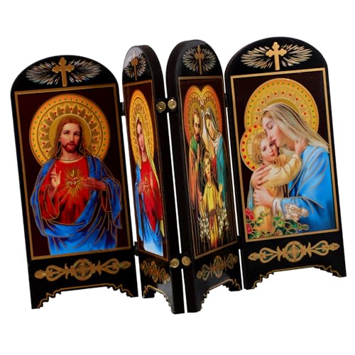 ABOOFAN décor décor Classique Vierge Marie de Statue bardage Jesus Noël Le Plaque de Bois de fête Ornement Vierge Marie Jésus Panneau en Bois Plaque Suspendue