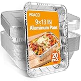 【Great Value Pack】EKACO aluminum foil pans half size are available in 10-pack, 20-pack and 30-pack bundles, Dimensions: 9" L x 11.61" W x 2.36"H (Bottom Size: 8 " x 10 "), 118 oz/3500ml. Maximum weight capacity: 7.7LB/3.5KG, 120 Micron Thickened 【Hig...
