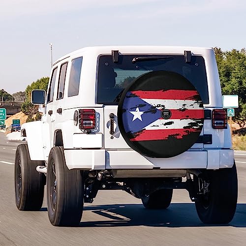 Image of Delerain Spare Tire Cover with Backup Camera Hole Puerto Rico Flag Wheel Covers Waterproof Dust-Proof UV Sun Universal Fit for Jeep Trailer RV SUV Truck (17 Inch for Diameter 31 inch-33 inch)