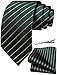 Ailisus 63 inches Green Gold Extra Long Ties for Big and Tall Men Silk Striped Necktie Pocket Square Tie Clip Set Business Wedding