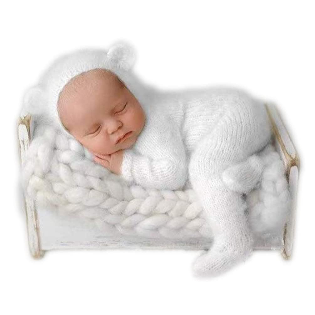 Fashion Newborn Boys Girls Baby Photo Shoot Props Outfits Crochet Clothes Mohair Hat Pants Photography Props Costume