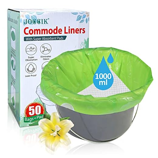Commode Liners for Bedside Commode with Super Absorbent Pad 50 Pack Disposable Bags Universal Fit All Standard Toilet Chair Bucket