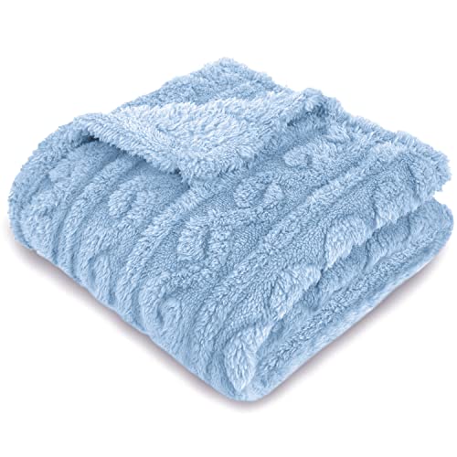 Image of HOMRITAR Baby Blankets for Boys or Girls 3D Fluffy Fuzzy Blanket for Baby, Soft Warm Cozy Flannel Fleece Warm Blankets, Infant or Newborn Receiving Blanket 330GSM (30 x 40 Inch, Blue)