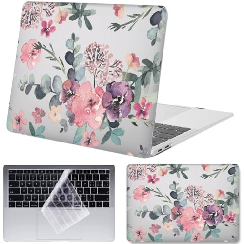 Carcasa MacBook Pro 14 de plástico rígido duradero con estampado botánico lila 1