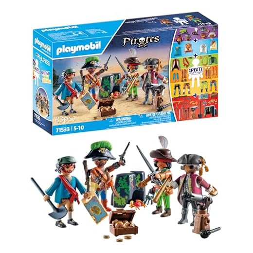 PLAYMOBIL Pirates 71533 MyFigures: Pirati, Montaggio Creativo di Personaggi Pirati Personalizzati, Incluso Mappa del Tesoro e Spille per Il Cappello da Pirata, Giocattolo per Bambini dai 5 Anni in su