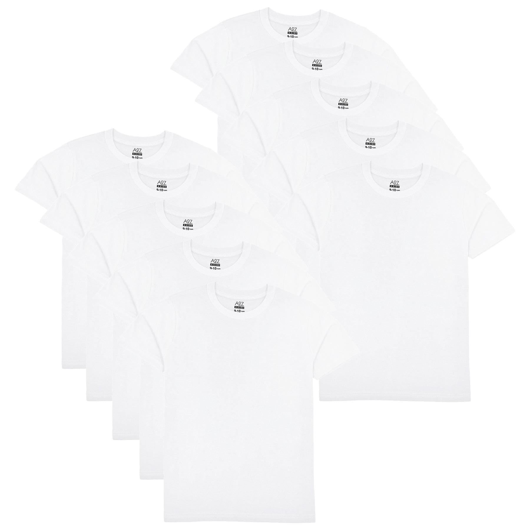 A2Z 4 Kids Pack of 10 Kids Girls Boys Plain T Shirt Soft Feel - T Shirt PL White 10 Pack 13