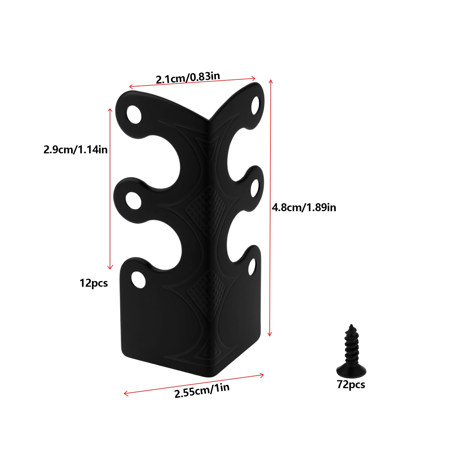 LT Easiyl 12Pcs Metal Corner Protectors Baseboard with Screws for Furniture Living Room Office and Jewelry Gift Boxes Packaging 4.8x2.9x2.1cm Black - Image 4