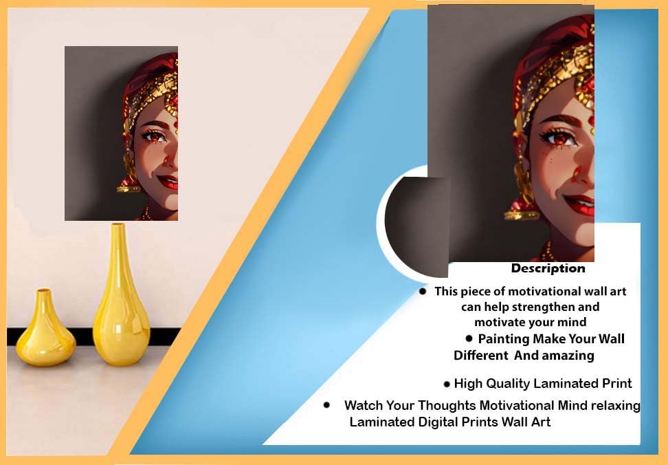Image of Folk Art Laminated digital RePrint With Hardboard Fine Art Print Fine Art Print (10 inch X 7.5 inch) (Colorful Face)