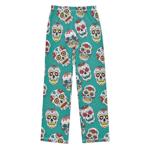 ZZXXB Skull with Florals Print Boys Long Pants Soft Trousers
