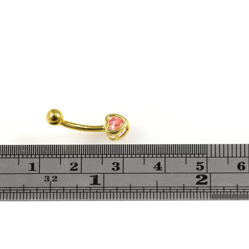Monster Piercing Piercing de Ombligo de Oro Amarillo Macizo de 14 Quilates, 4 mm, con Piedra de circonita cúbica, Calibre 14, para Banana